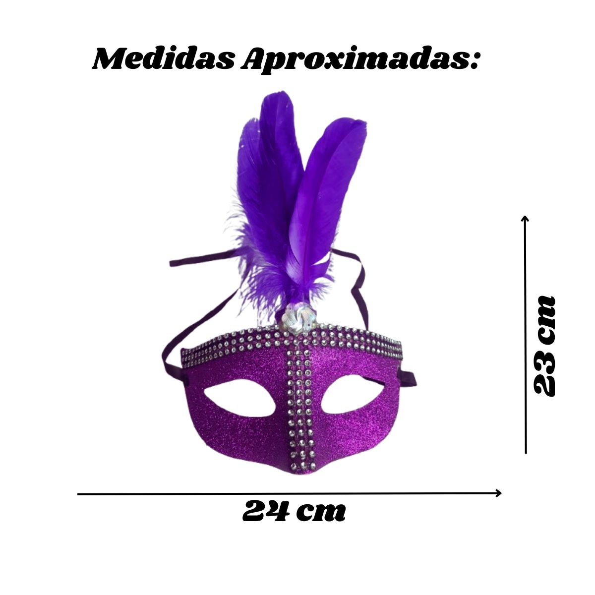 Máscara Fantasia Pena Glitter Festa Carnaval Roxo Máscara Fantasia Pena Glitter Festa Carnaval Roxo